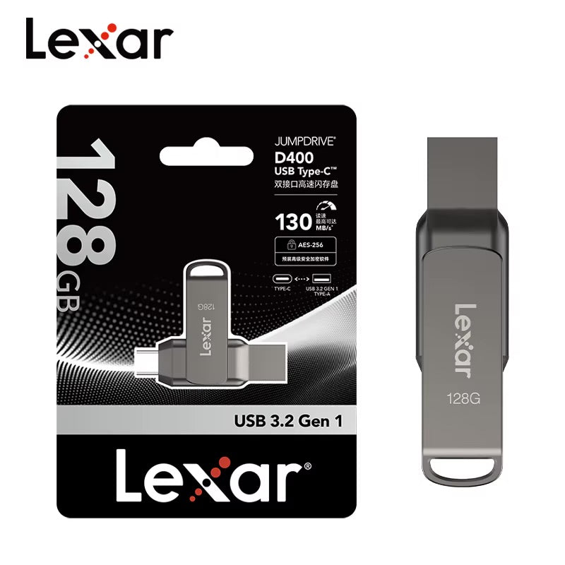 Clé USB Lexar D400 128 Go – USB Type-C & USB-A – 130 Mo/s