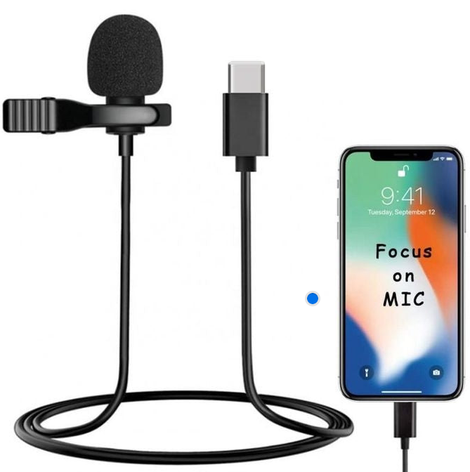 Microphone Micro Cravate Lightning Pour IPhone ou Type C DK-MK1